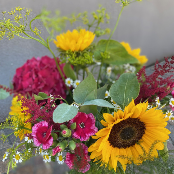 Bouquet bohème ensoleillé, Des Lys & Délices, Sion